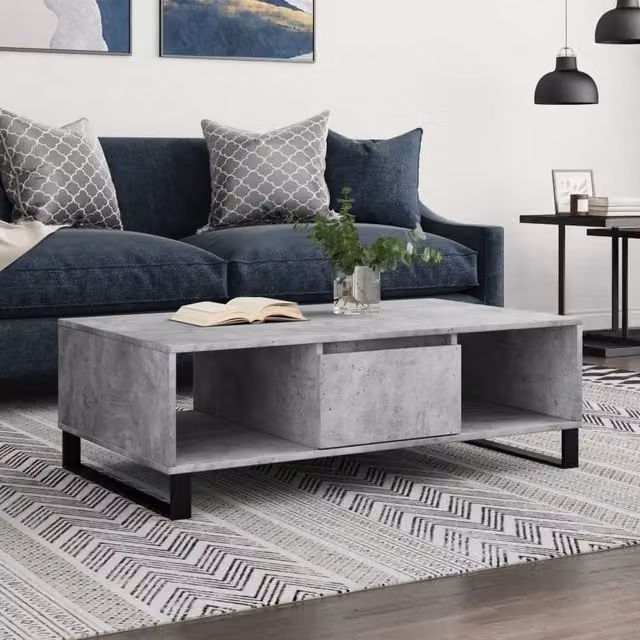 Berkfield Home Concrete Grey Industrial Coffee Table, W: 104 cm, D: 60 cm, H: 35 cm – 1