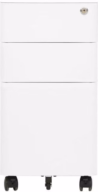 Berkfield Home Mobile File Cabinet in White Metal with Lock and Castors, W/D/H: 30 x 45 x 59 cm – 1