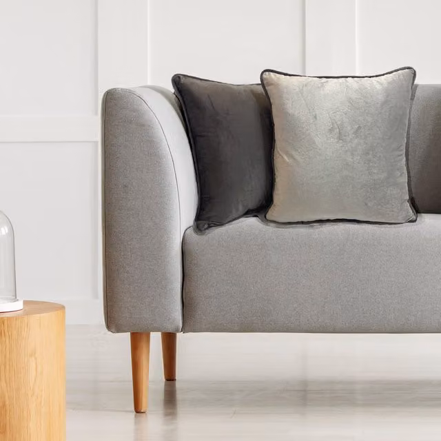 Rapport Home Charcoal Grey Velvet Square Cushion Cover W/D/H: 43 x 43 x 43 cm