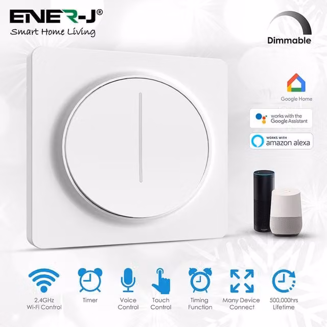 ENER-J Smart WiFi 1 Gang Dimmer Switch, White