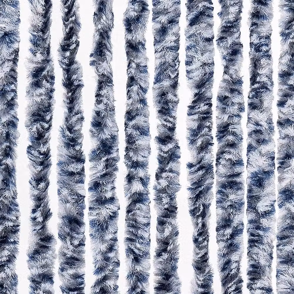Berkfield Home Striped Chenille Insect Curtain in Blue, White and Silver, W: 56 cm, H: 185 cm – 6