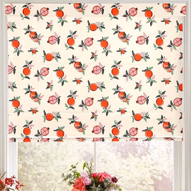 Cath Kidston Pomegranate Made to Measure Blackout Roman Blind in Orange Floral Design
