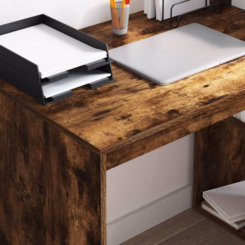 Berkfield Home Modern Writing Desk in Smoked Oak Brown Engineered Wood – 3