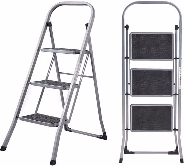 MasterWorx 3 Step Ladder in Grey, Height: 105.3 cm