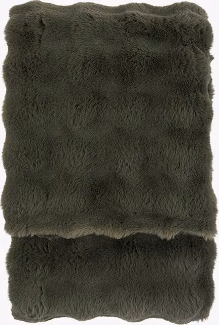 Perch & Parrow Cloud Faux Rabbit Fur Throw in Green