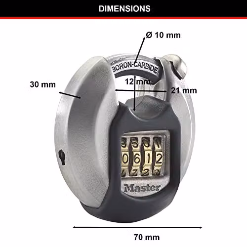 Master Lock Stainless Steel Combination Padlock in Silver, 70 mm – 2