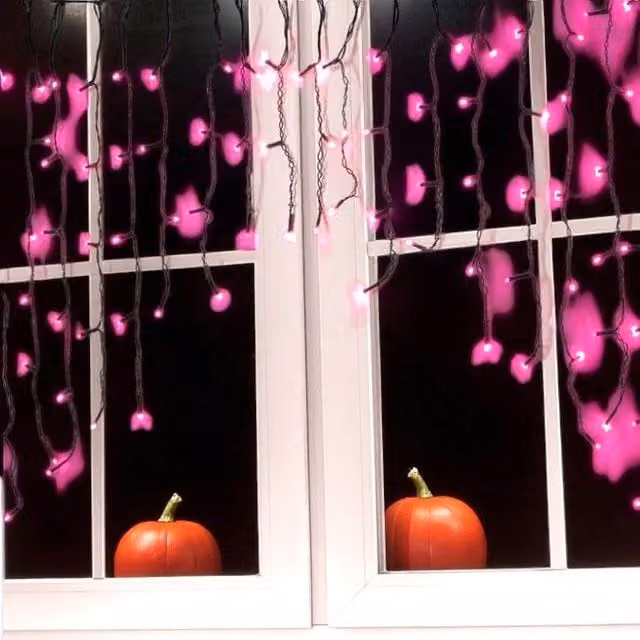 Garden Greatness 100 LED Curved Halloween Curtain Lights in Black