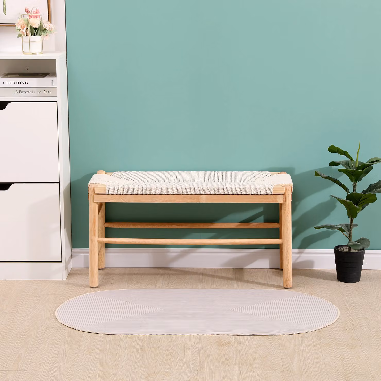Nordlys Scandinavian Wooden Entryway Bench with Storage in Brown – 2