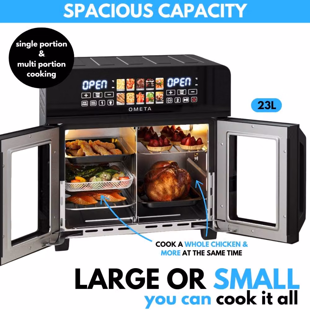 Home Detail Ometa Lumi 23L Dual Zone Air Fryer Oven with Divider in Black – 3