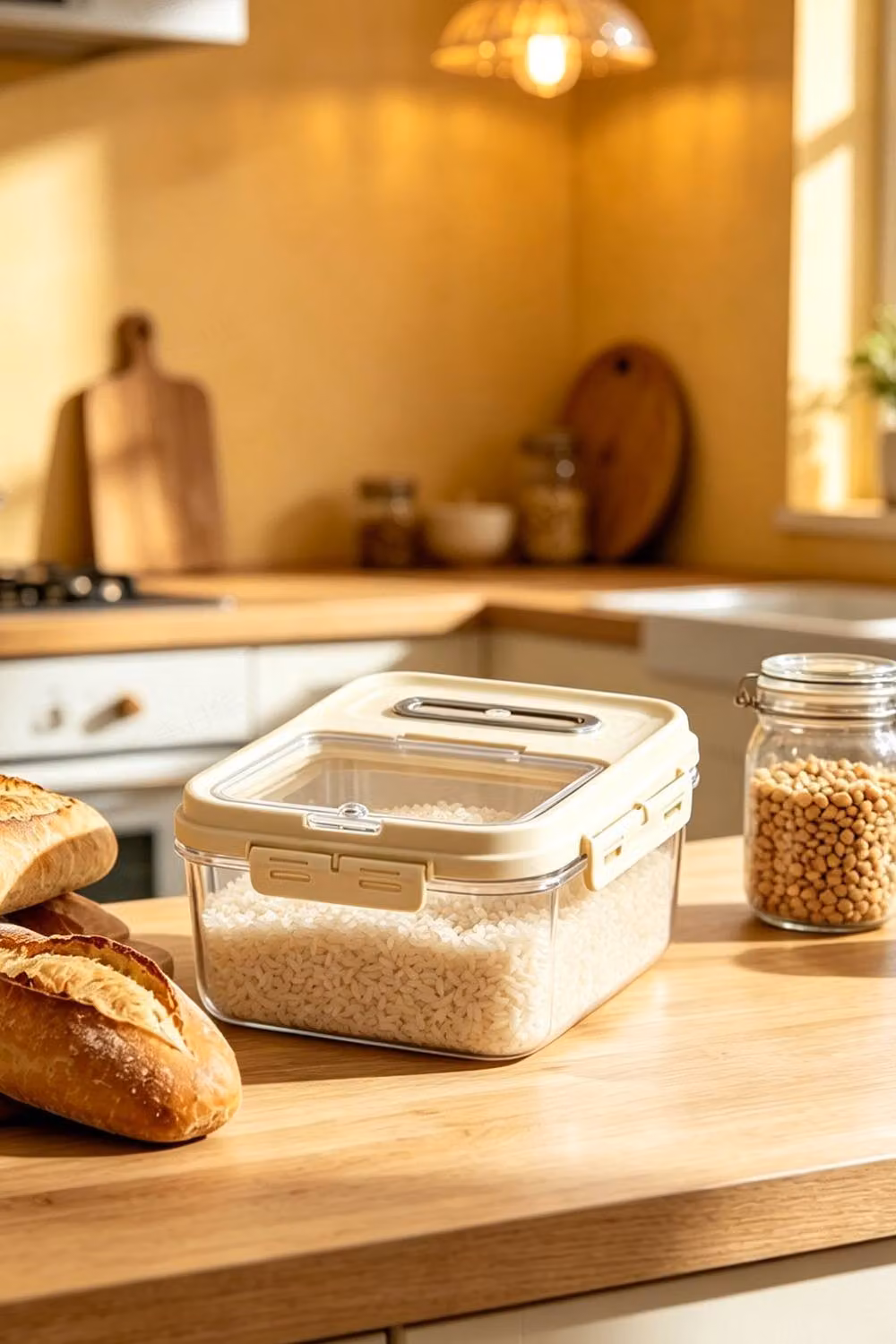 ExtraStar Airtight and Leakproof Food Storage Container with Lid, Transparent and Beige – 2