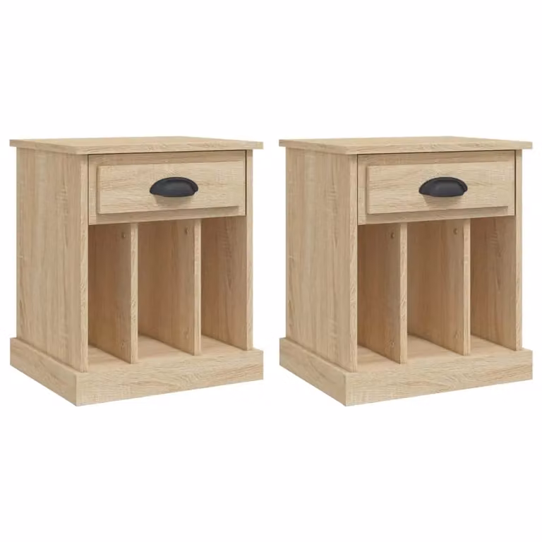Berkfield Home Set of 2 Bedside Cabinets in Sonoma Oak Brown, W/D/H: 43 x 36 x 50 cm