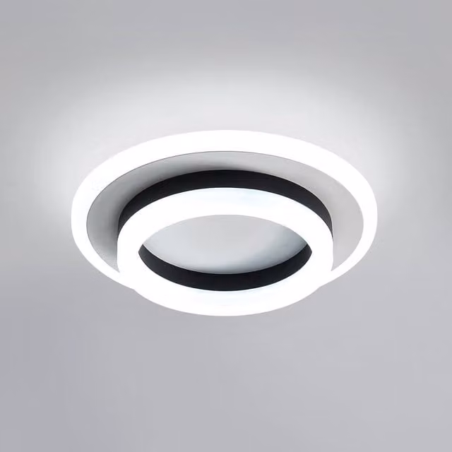 GOECO Round LED Ceiling Light, Black, 20 cm, 24 W