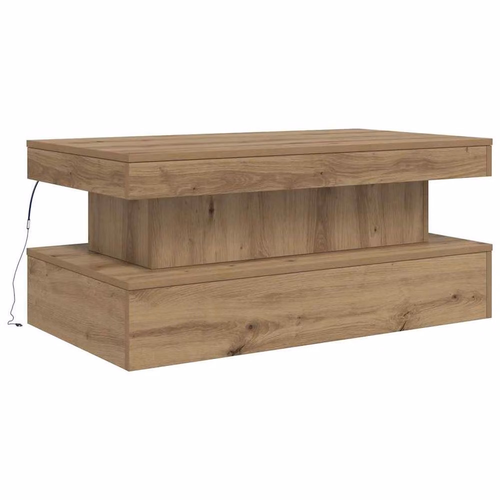 Berkfield Home Artisan Oak Coffee Table with LED Lights in Brown, W/D/H: 50 x 50 x 40 cm – 3