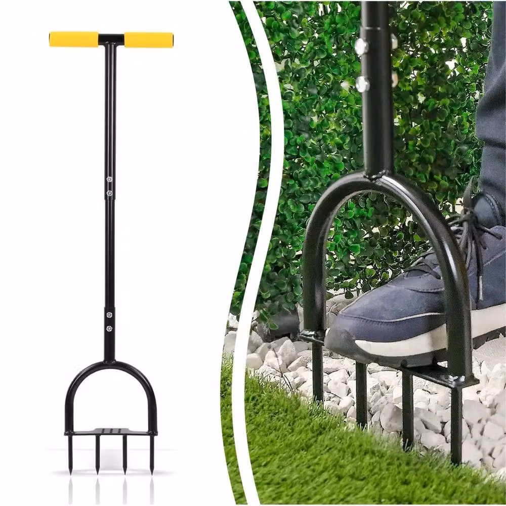 KORVIXA 4 Spike Manual Lawn Grass and Soil Aerator in Black, 1.25kg – 2