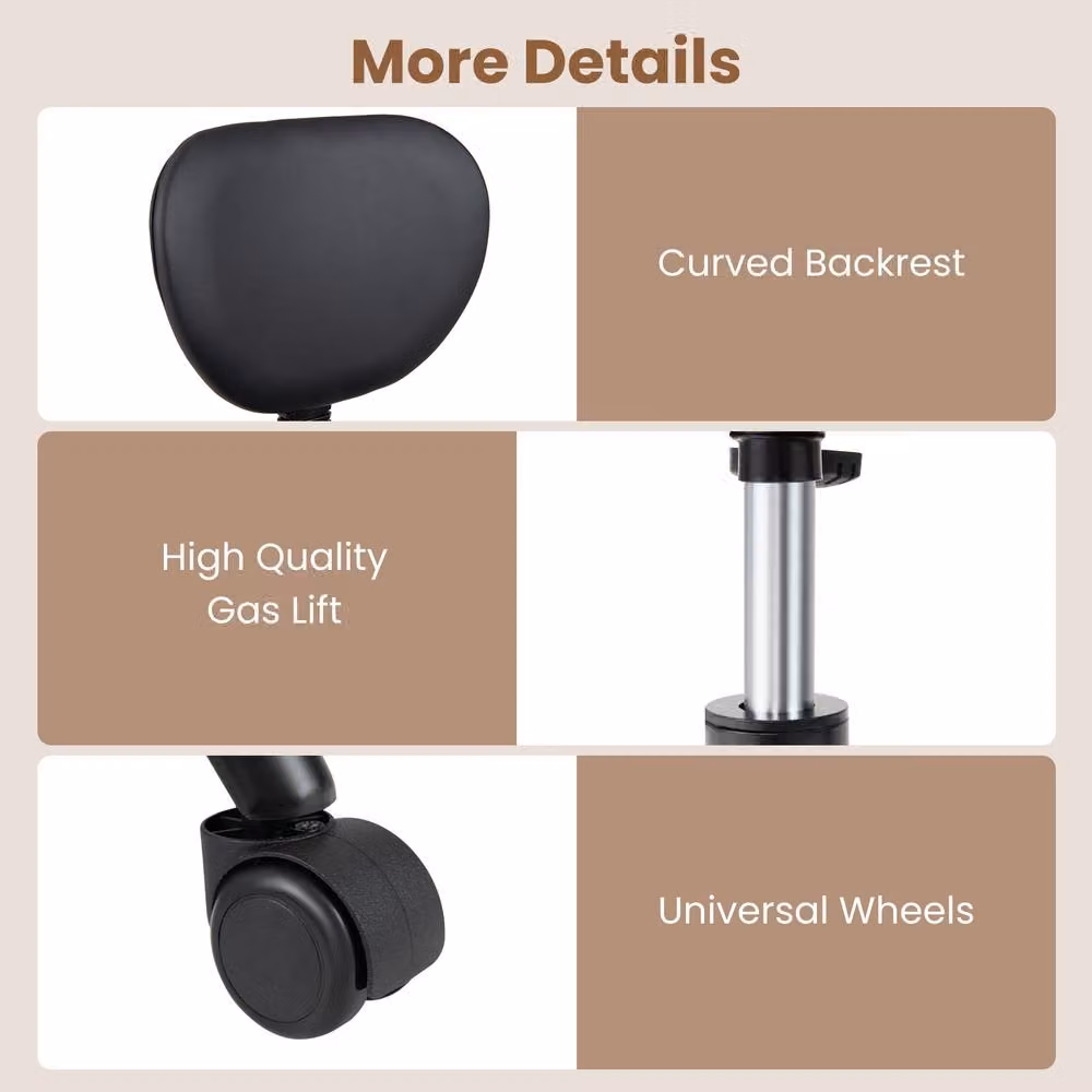 Costway Ergonomic Cross Legged Office Chair in Black Synthetic Leather with Castors – 7