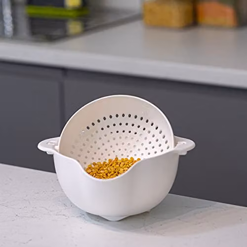 Calitek Multifunctional Plastic Colander and Food Strainer Set with 1.3 l Detachable Bowl, White – 4