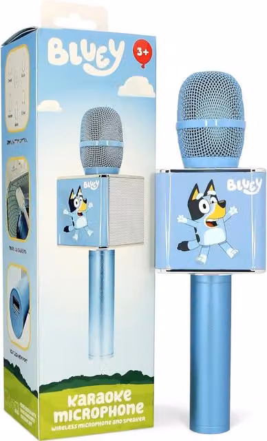 Bluey Bluetooth Wireless Karaoke Microphone with Built-in Speaker and Rechargeable Battery, Blue