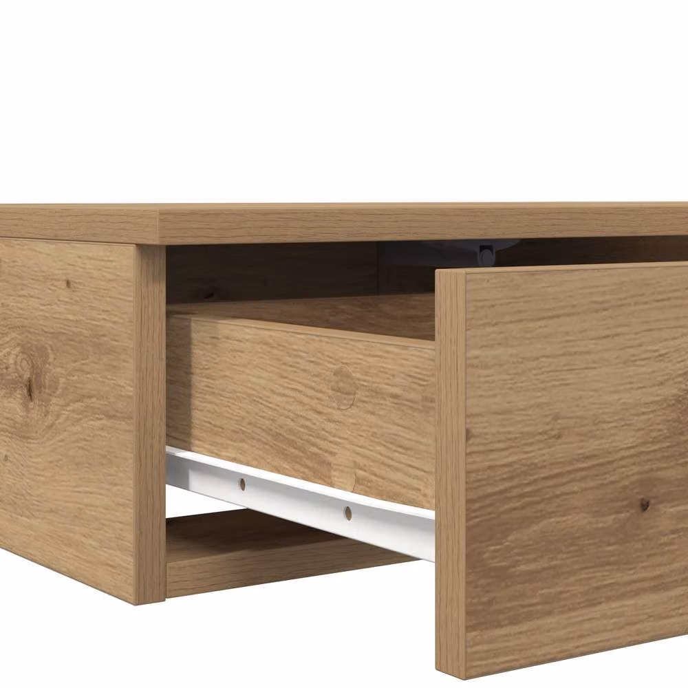 Berkfield Home Artisan Oak Bedside Table in Brown, W/D/H: 90 x 36.5 x 16.5 cm – 2
