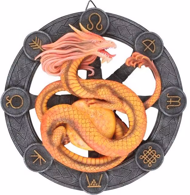 KDMD Litha Dragon Yellow Resin Wall Plaque