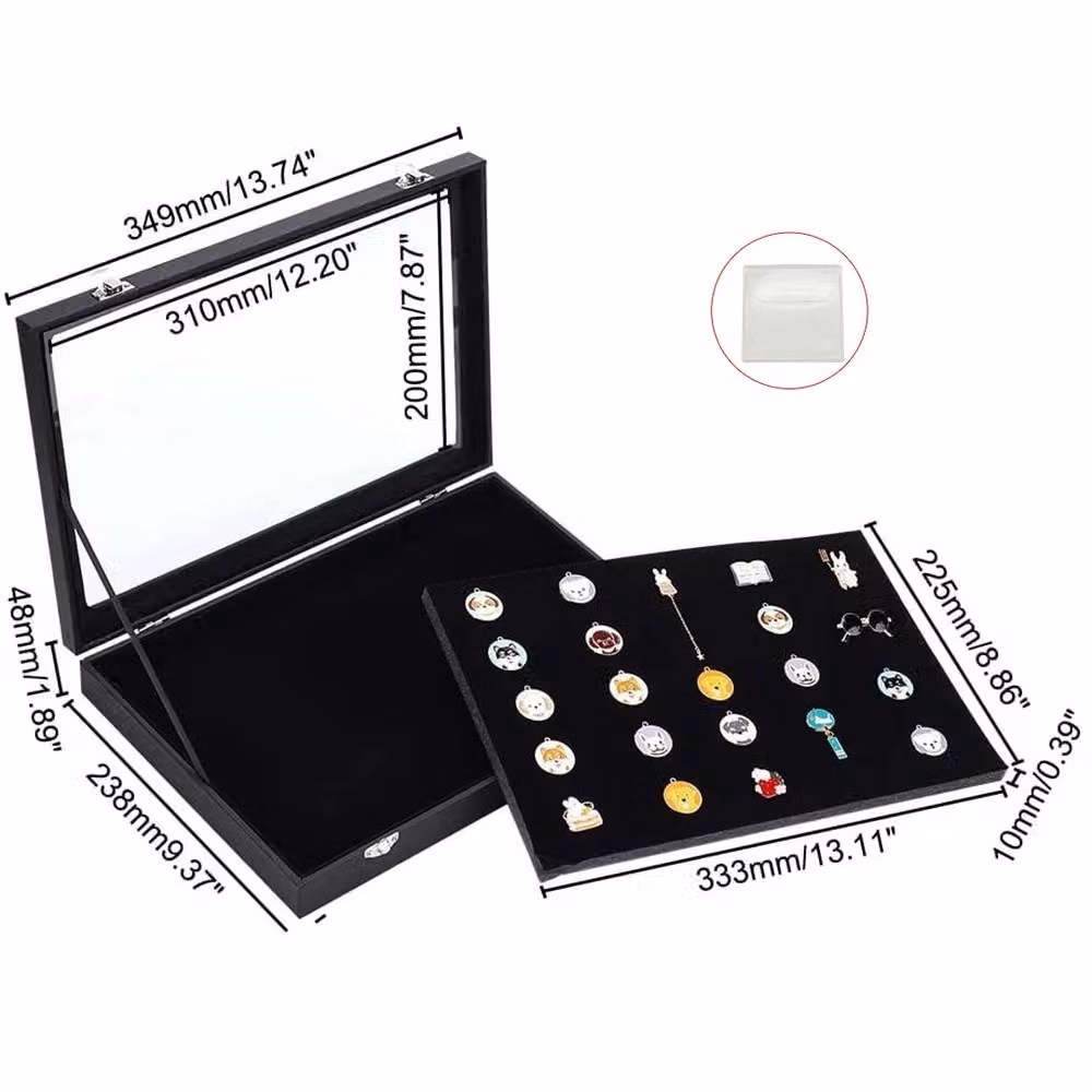 Ventryn Black Pin Display Case Shadow Box for Badge and Medal Storage with Glass and Metal Lid, W: 35 cm, H: 24 cm – 2