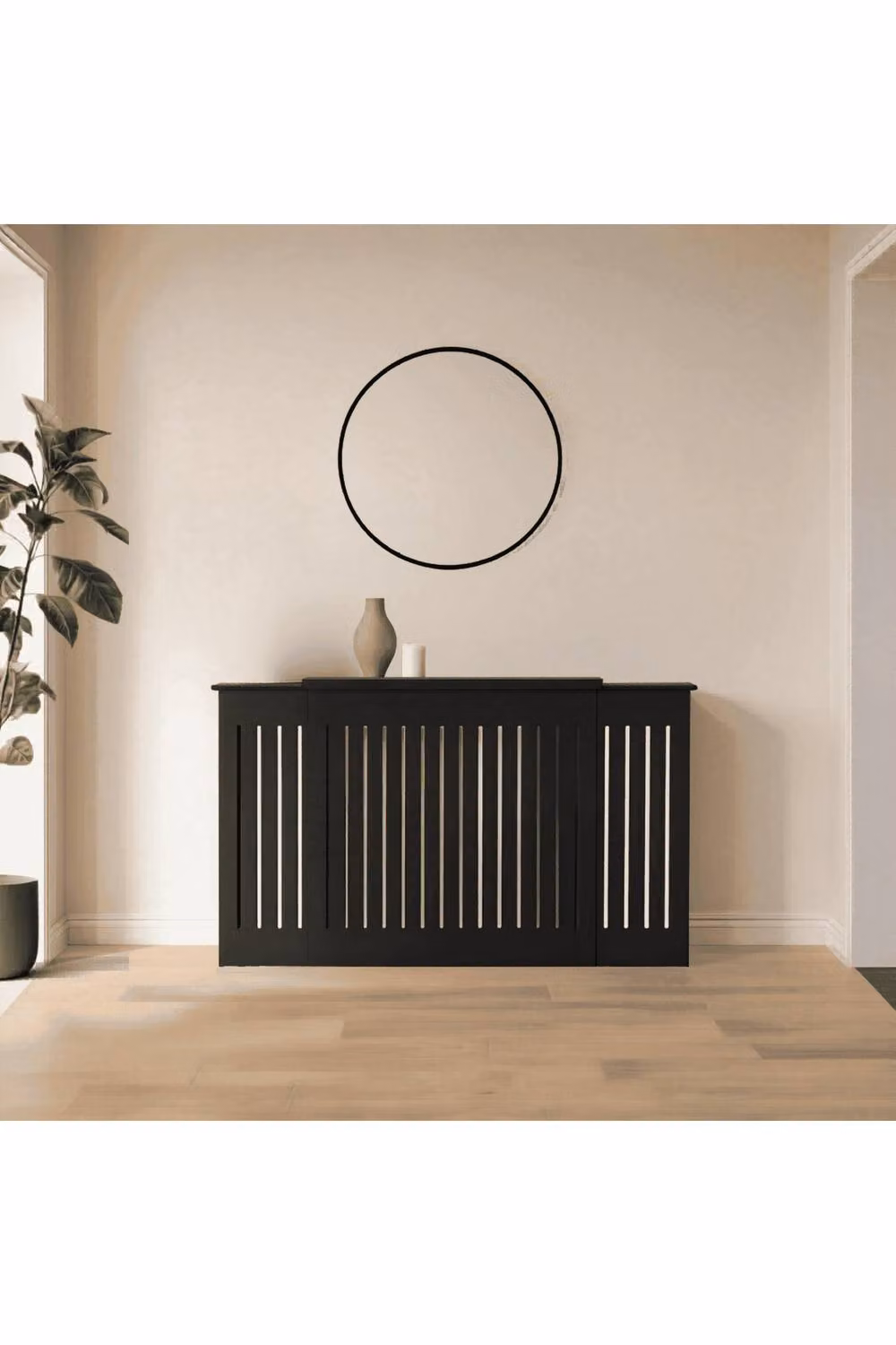 Home Source Loxley Modern MDF Radiator Cover in Matt Black, W/D/H: 140 x 19 x 83.5 cm – 2