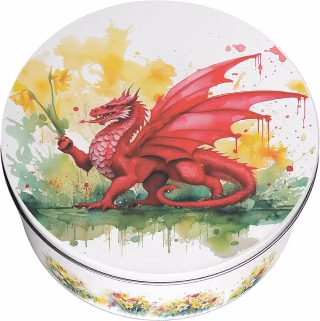 Purely Home Daffodils & Dragon Large Round Cake Tin with Lid, Multicoloured