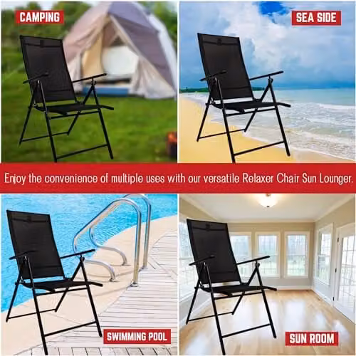 Samuel Alexander Multi Position Reclining Folding Garden Chair in Black – 12