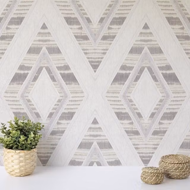 Wallquest Geometric Abstract Modern Paper Wallpaper in Grey, Green, Orange and Petrol