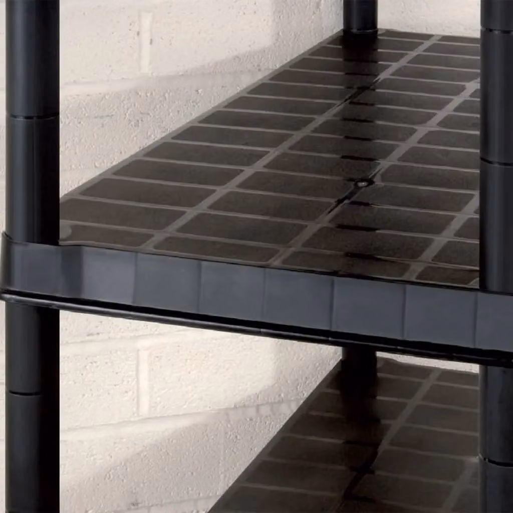 Berkfield Home 5-Tier Freestanding Plastic Storage Shelf in Black, W/D/H: 366 x 45.7 x 185 cm – 3