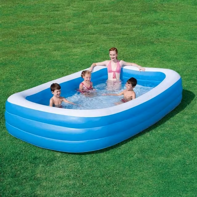 Bestway Deluxe Inflatable Rectangular Family Paddling Pool, Blue, W/D/H: 305 x 183 x 56 cm
