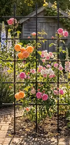 Garden Gear Black Plastic Coated Metal Climbing Plant Trellis Support, W: 90 cm, H: 180 cm – 2