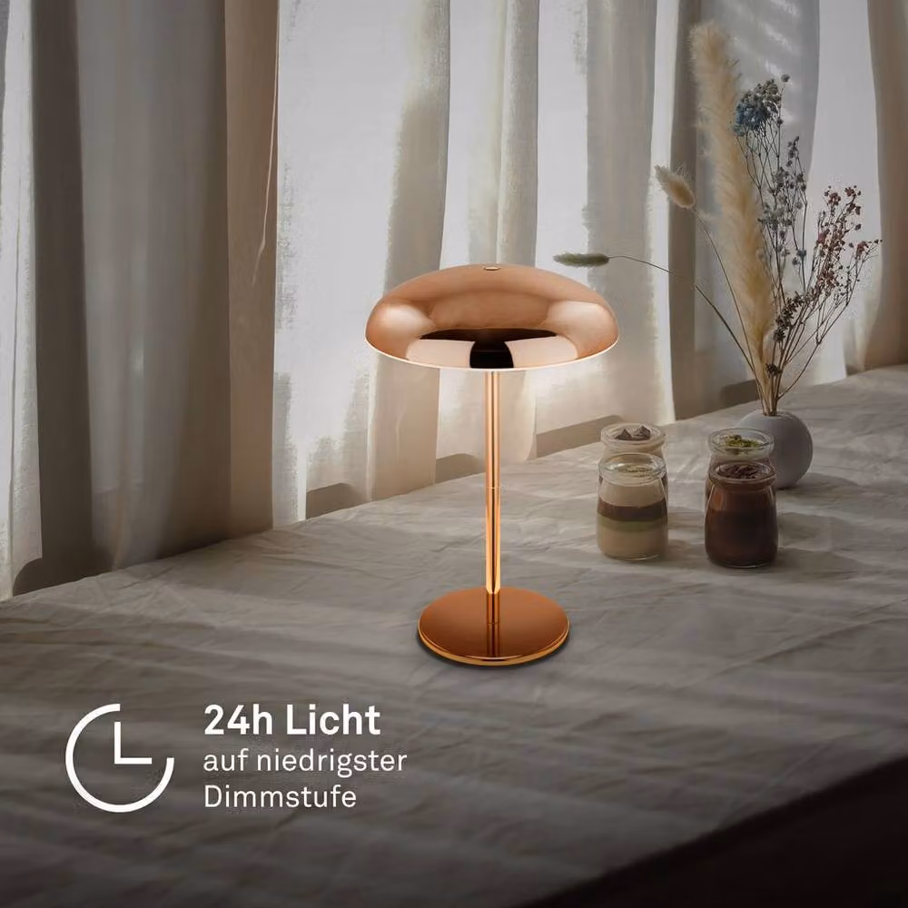 Briloner Rechargeable LED Table Lamp in Copper, Dimmable Touch Control Cordless Night Light with IP44 Rating, H 30.5 cm x W 19.5 cm x D 19.5 cm – 7