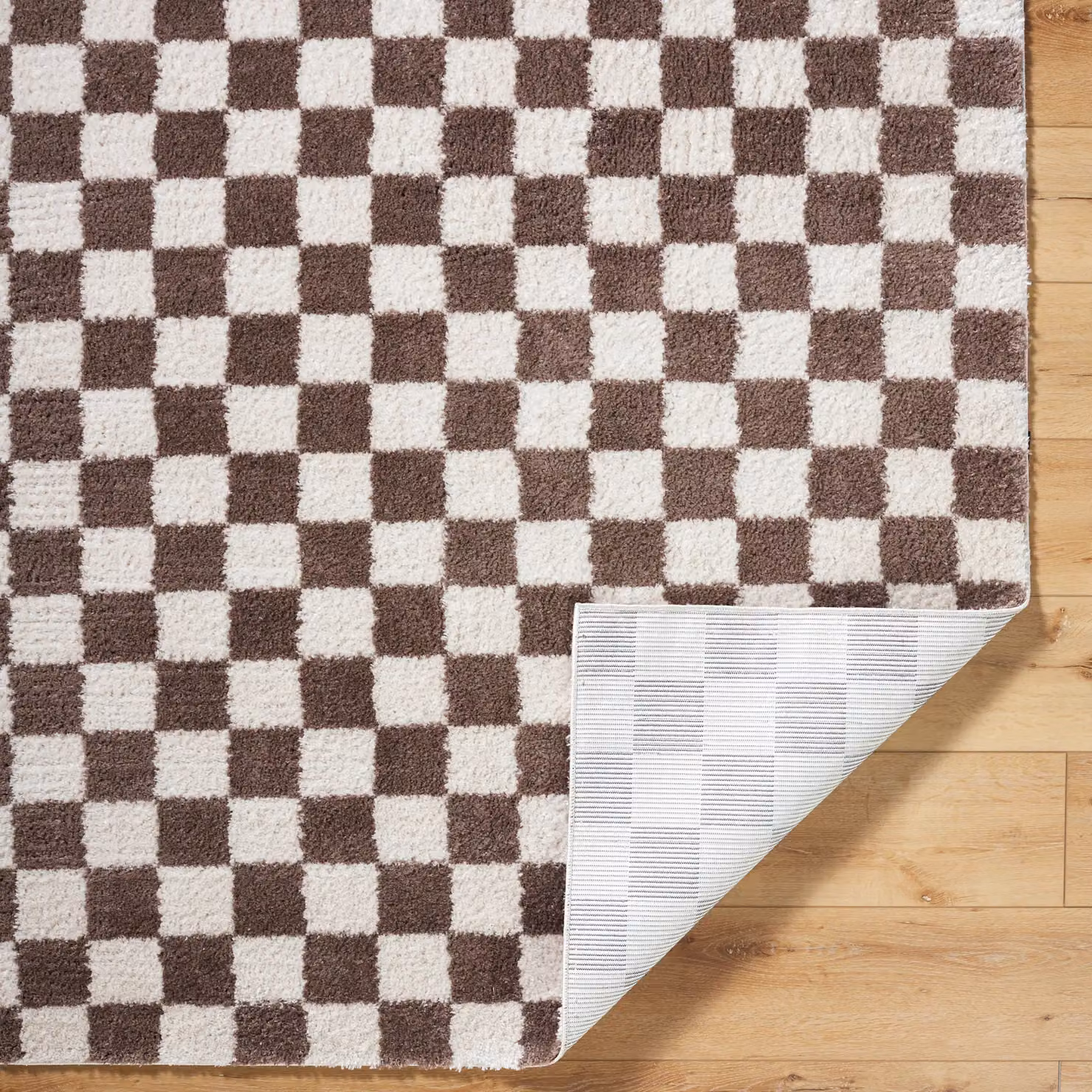Livabliss Fossay Checkered Shag Washable Rug in Dark Brown, W: 160 cm, D: 215 cm – 4