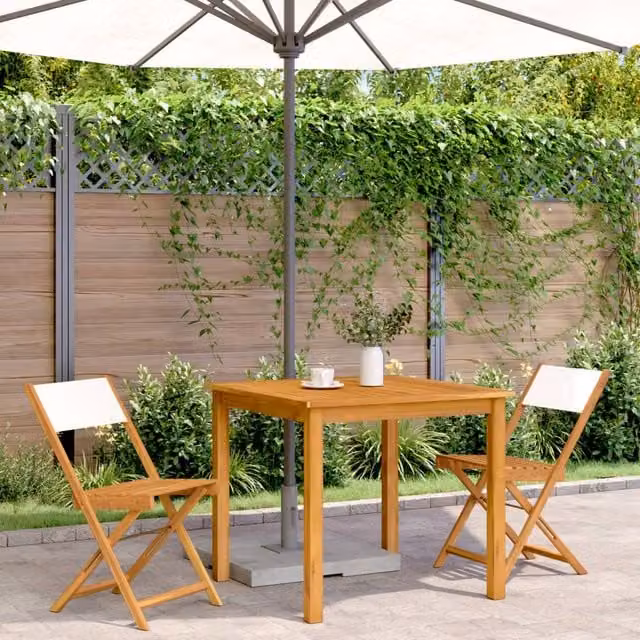 Berkfield Home Beautiful Bistro Chairs, Set of 2, Cream White Acacia Wood and Polyester Fabric – 1