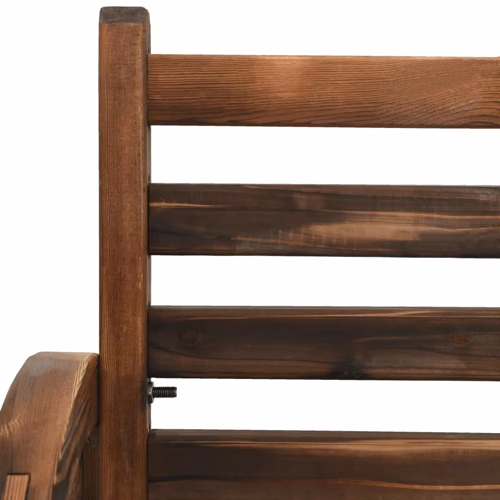 Berkfield Home Rustic Solid Wood Garden Bench in Brown, Width: 112 cm – 4