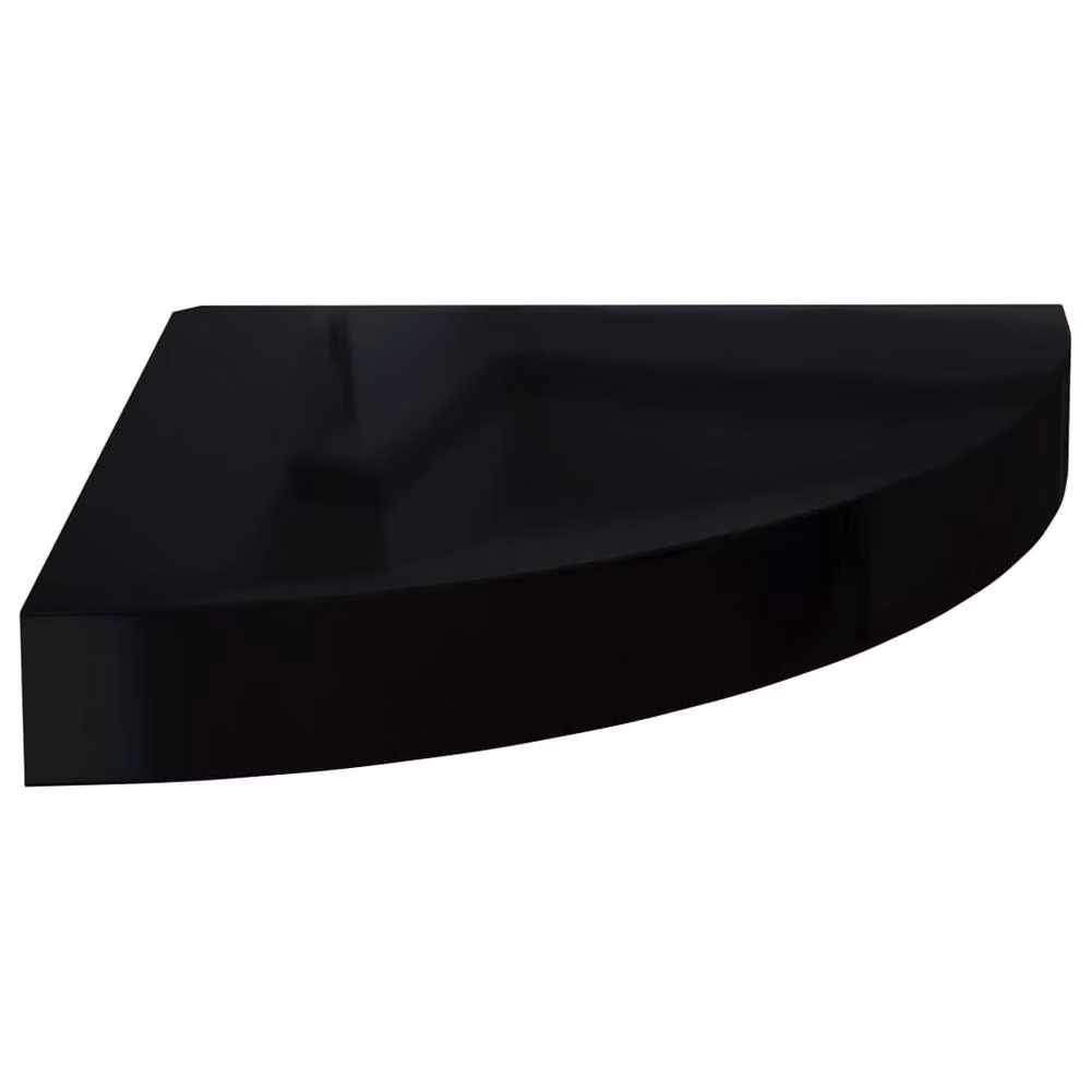 Berkfield Home Floating Corner Shelves, 4 Piece Set, High Gloss Black MDF, W/D/H: 25 x 25 x 3.8 cm – 3