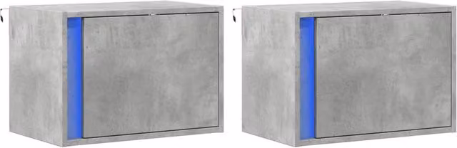 Berkfield Home Set of 2 Wall-mounted Bedside Cabinets with Integrated LED Lights in Grey – 1