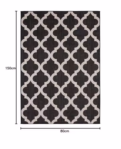 THE RUGS Black Moroccan Modern Outdoor and Indoor Area Rug, W: 80 cm, L: 150 cm – 2