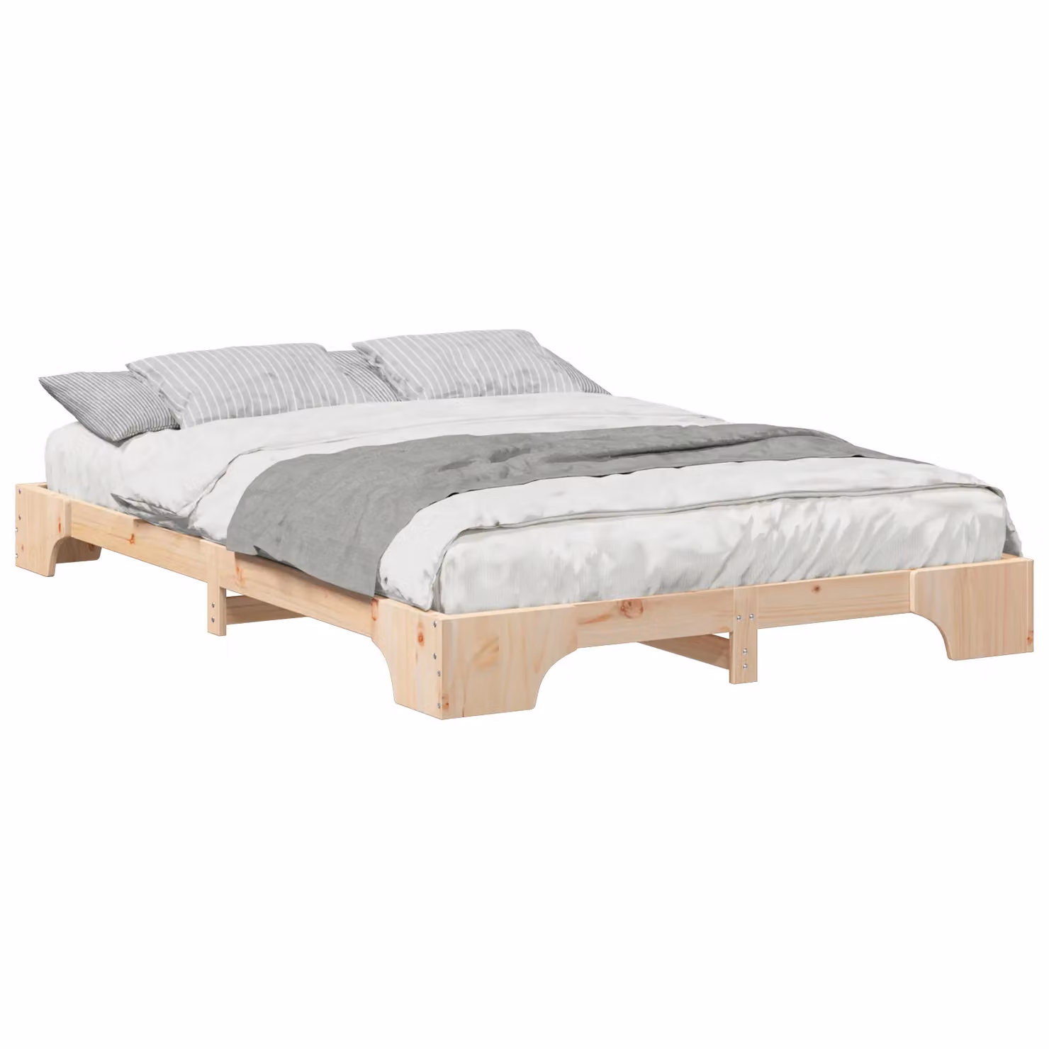 Berkfield Home Floor Bed Frame with Storage in Brown, Solid Pine Wood, W/D/H: 140 x 220 x 20 cm – 2