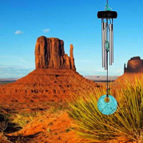 Woodstock Chimes Precious Stones Wind Chime in Turquoise, Black and Silver – 2