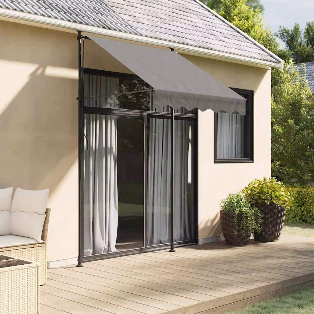 Berkfield Home Retractable Folding Arm Awning in Anthracite Grey, W/D/H: 150 x 150 x 150 cm – 2