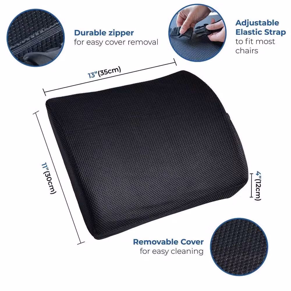 SPETLEK Contoured Memory Foam Lumbar Cushion for Back Support, Black – 2