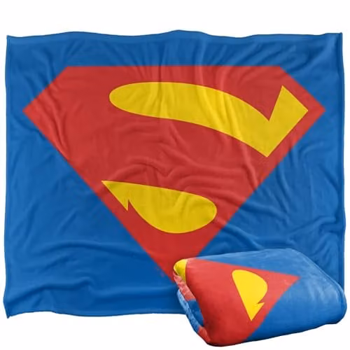 LOGOVISION Superman Logo Shield 2024 Super Soft Fleece Throw Blanket, Multicolour, W/D/H: 127.0 x 127.0 x 152.4 cm – 1