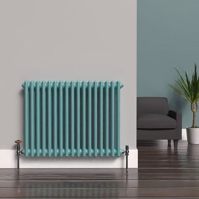 Lux Heat Horizontal Column Radiator in Light Aqua Green, 2 Column, W: 78.5 cm, H: 60.0 cm