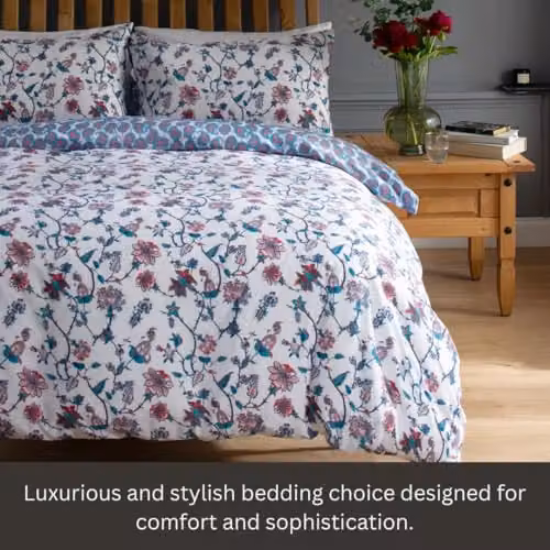 Deyongs Jacobean Reversible Blue Floral Duvet Set with Pillowcases, 100% Polycotton – 2