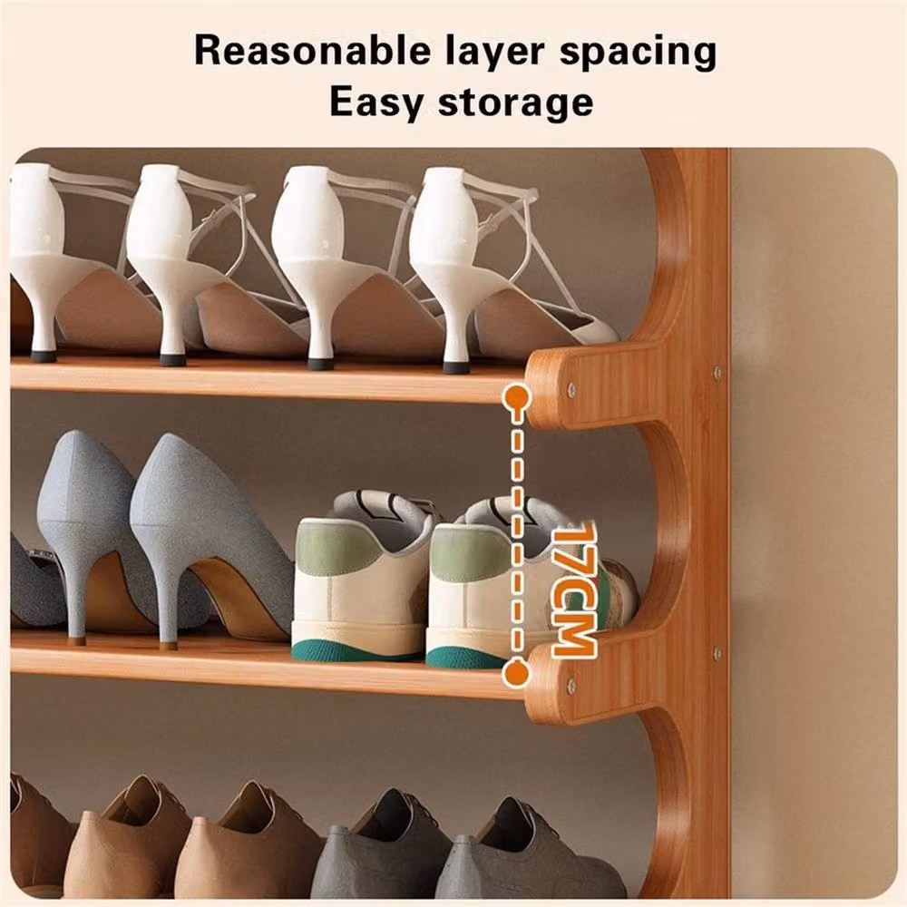 Nordara 6 Tier Wooden Shoe Rack in Brown, Width: 60 cm – 3