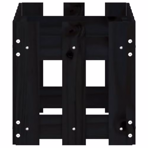 vidaXL Garden Planter with Fence Design in Black Solid Wood, W: 60 cm, D: 30 cm, H: 30 cm – 5