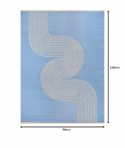 THE RUGS Urban Collection Reversible Outdoor Rug, Wave Design, Blue and Beige, W: 90 cm, L: 150 cm – 2