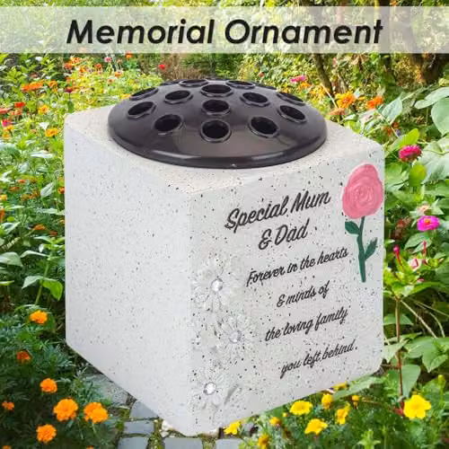 VFM e-Store Memorial Ornament Flower Pot Planter, Grey, W: 14 cm, D: 13.5 cm – 3