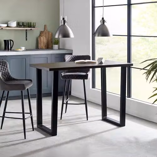 Julian Bowen Brooklyn Industrial Bar Table in Dark Oak, W: 140 cm, D: 70 cm, H: 92 cm